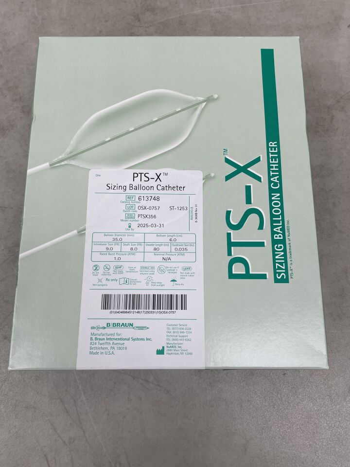 613748 - B BRAUN - PTS-X Sizing Balloon Catheter - 35mm x 6cm x 80cm, (BX/1)
