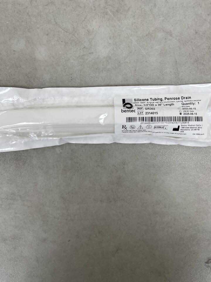 GR302 - BENTEC MEDICAL - Penrose Drain, 1/2 in. x 36 in., (EA) - ( Expiry Date: 2025-06-15 )
