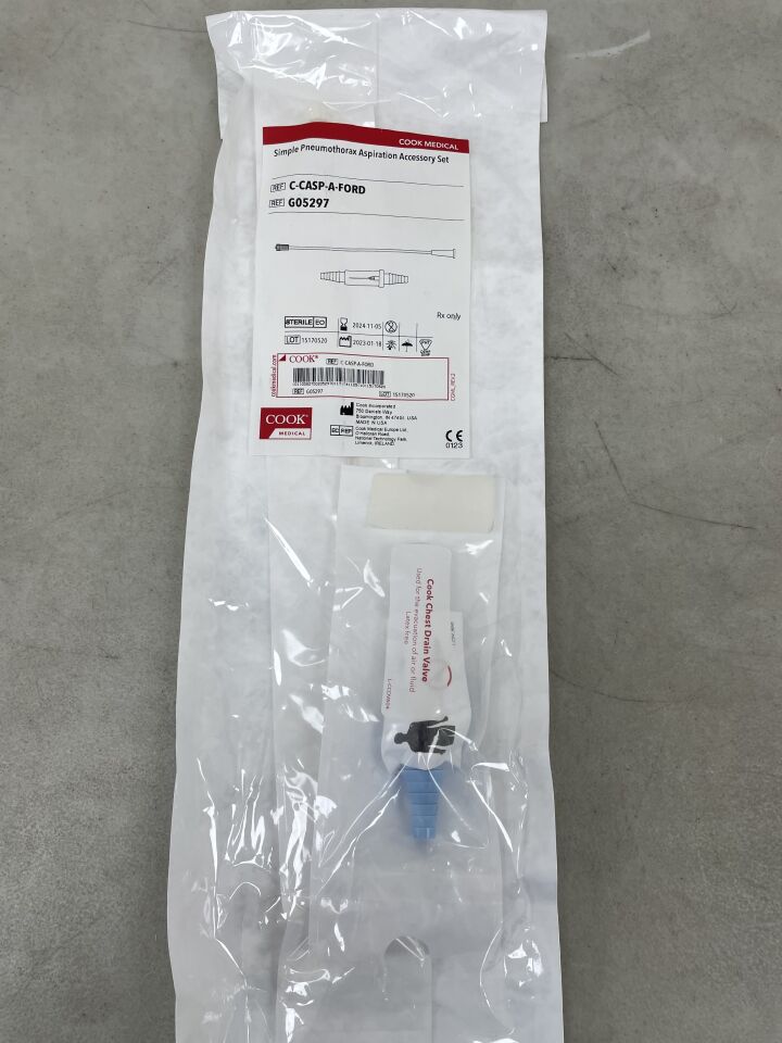 G05297 - COOK - Simple Pneumothorax Aspiration Accessory Set, 14 Fr x 30 cm Length Connecting Tube, (EA) - ( Expiry Date: 2024-11-05 )