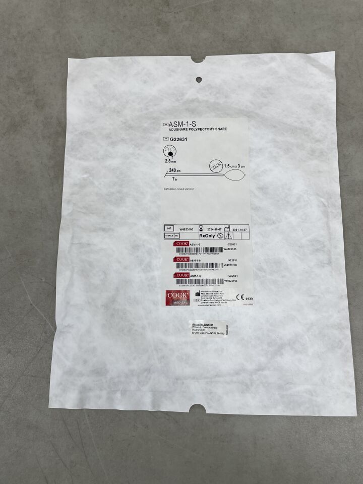 G22631 - COOK - AcuSnare Polypectomy Snare: 1.5cm x 3cm, Mini Oval, (EA) - ( Expiry Date: 2024-10-07 )