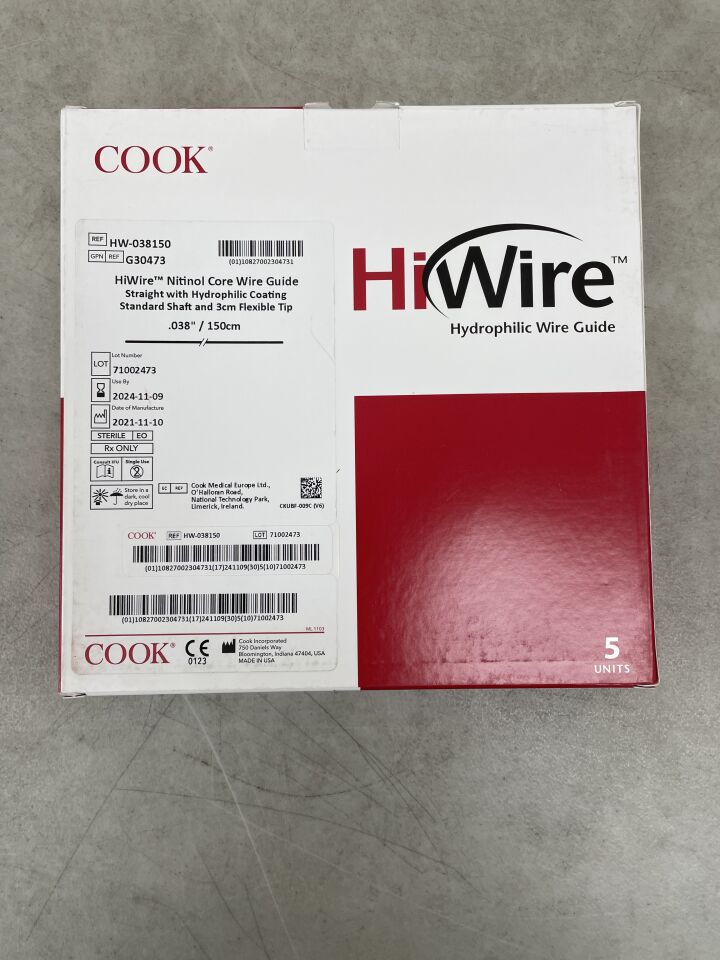G30473 - COOK - HiWire Nitinol Guide Wire S, (BX/5) - ( Expiry Date: 2024-11-09 )
