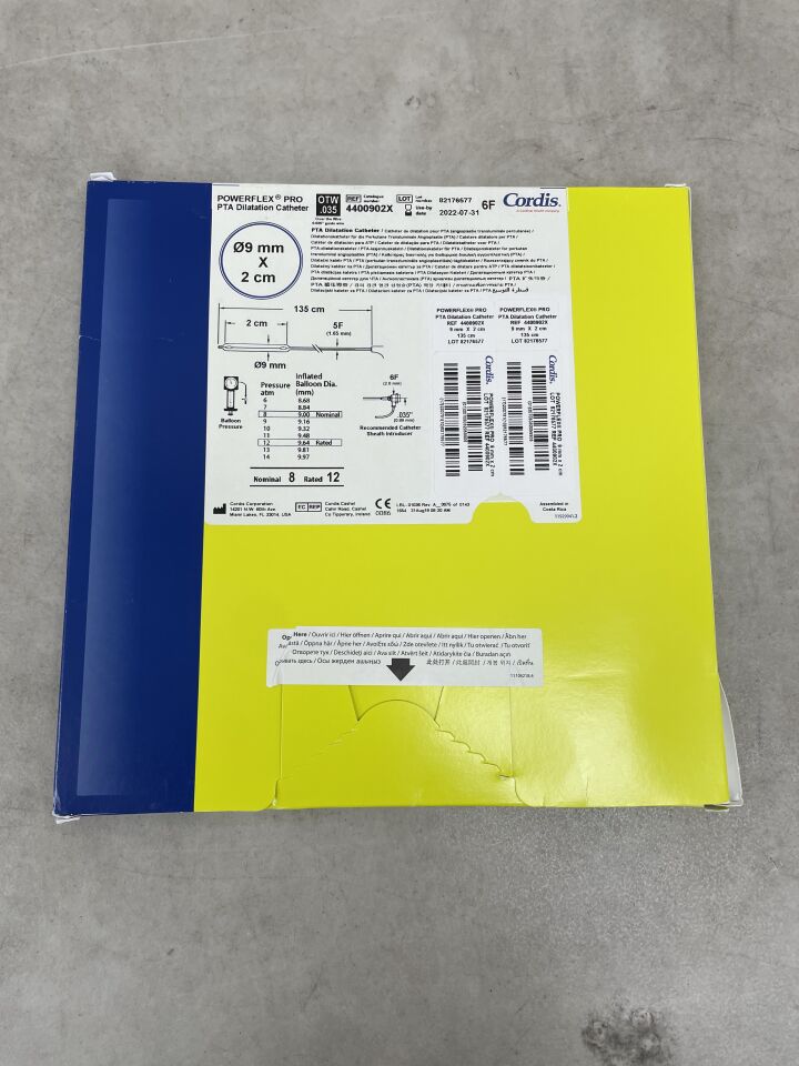 4400902X - CORDIS - POWERFLEX Pro PTA Balloon Catheter with 9mm X 2cm Over-The-Wire Balloon, 135cm, 5Fr, (BX/1) - ( Expiry Date: 2022-07-31 )