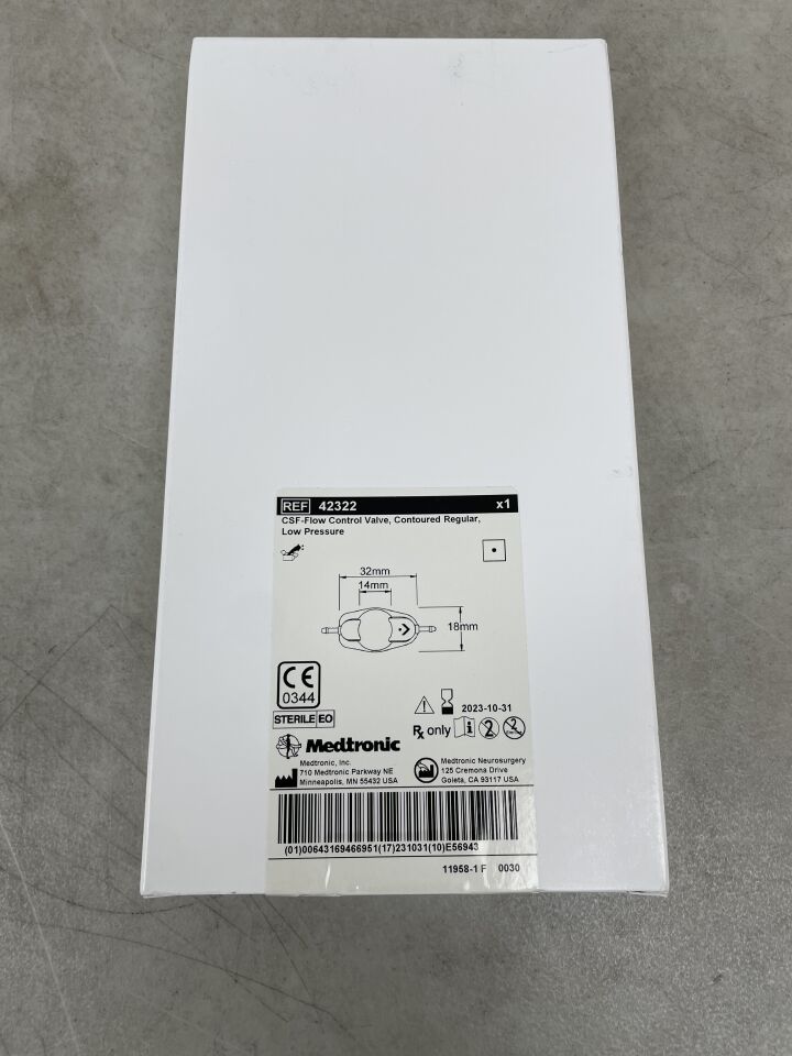 42322 - MEDTRONIC - Non-Adjustable CSF-Flow Control Valve, Contoured Regular, Low Pressure
, (BX/1) - ( Expiry Date: 2023-10-31 )