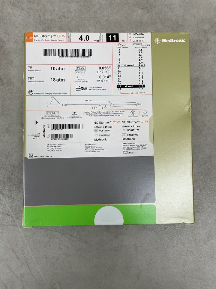 NCS4011W - MEDTRONIC - NC STORMER OTW Balloon Dilatation Catheter - 4.0mm x 11mm, (BX/1) - ( Expiry Date: 2023-06-17 )