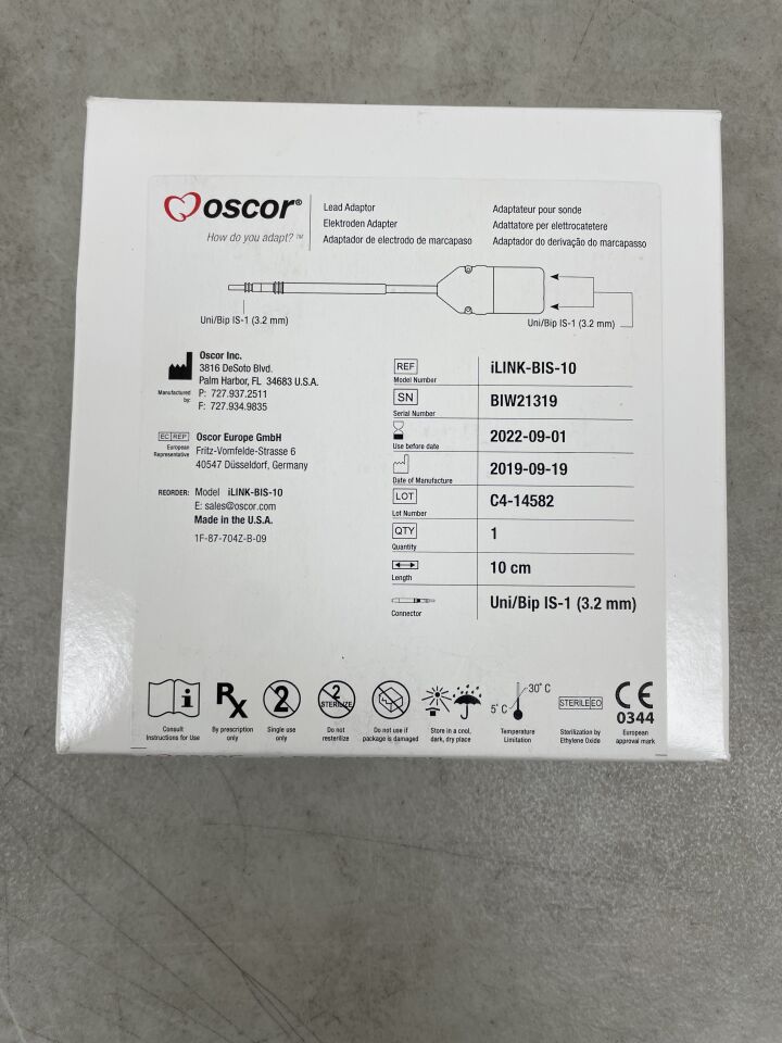 iLINK-BIS-10 - OSCOR - LEAD ADAPTOR - 10cm, (BX/1) - ( Expiry Date: 2022-09-01 )