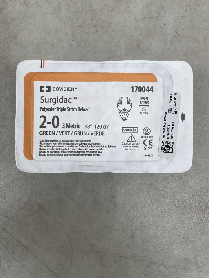 170044 - COVIDIEN - Endo Stitch Triple-Stitch Surgidac verde 48" ES-9 taper, (Unidad) - (Fecha de vencimiento: 31/05/2026)
