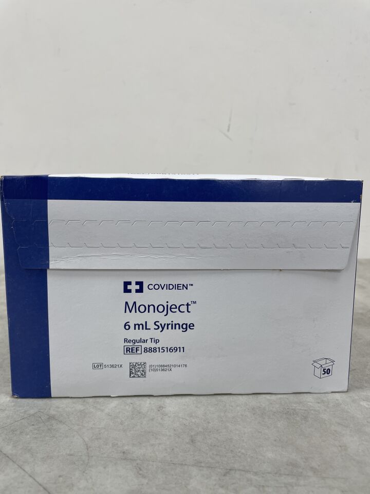 8881516911 - COVIDIEN - Monoject 注射器，常規針頭，6毫升，（50支/盒）-（有效期至：2099年12月31日）