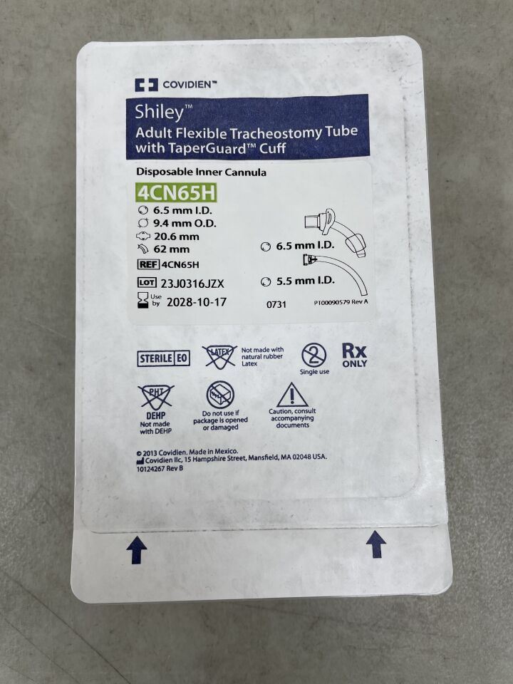 4CN65H - COVIDIEN - Shiley 柔性氣管切開套管，帶 TaperGuard 氣囊，DIC 6.5mm，（EA）-（有效期至：2028-10-17）