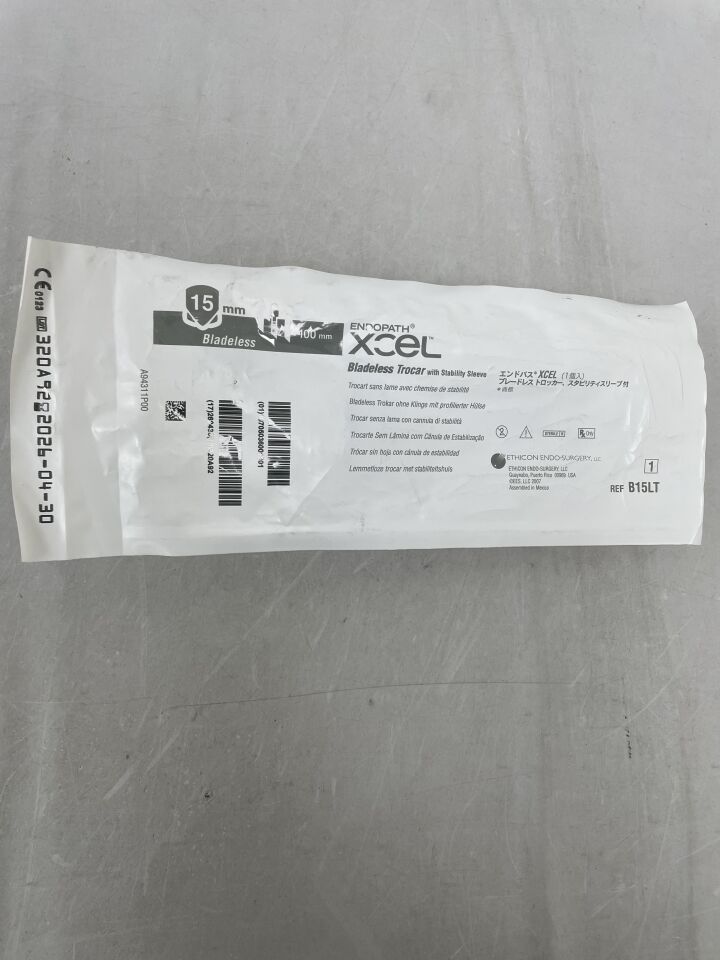 B15LT - ETHICON - Endopath Xcel 穩定套管無刀片穿刺器，直徑 15 毫米 x 100 毫米長軸，（EA）-（有效期至：2026-04-30）