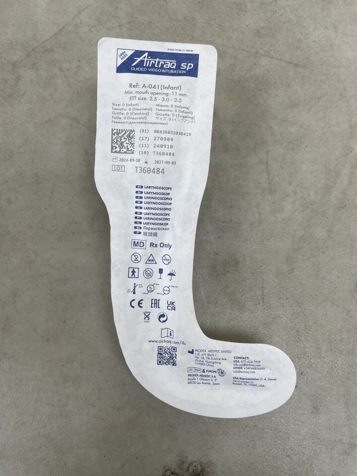 A-041 - TELEFLEX - Airtraq SP 視訊喉鏡 嬰兒 0 號，（EA）-（有效期至：2027-09-09）