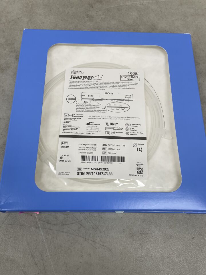 49292 - BOSTON SCIENTIFIC - Thruway PTA Guidewire, Short Taper, 0.014in x 190cm, (BX/1) - ( Expiry Date: 2023-07-31 )