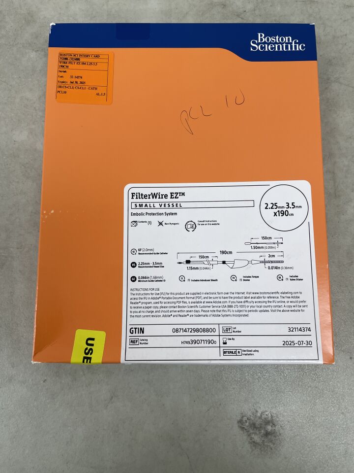 39071190 - BOSTON SCIENTIFIC - FilterWire EZ Embolic Protection System - Small Vessel - 2.25mm-3.5mm x 190cm, (BX/1) - ( Expiry Date: 2025-07-30 )
