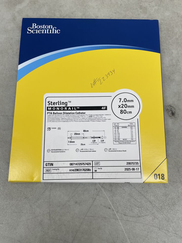3903170208 - BOSTON SCIENTIFIC - Sterling MONORAIL PTA Balloon Dilatation Catheter - 7.0mm x 20mm x 80cm, (BX/1) - ( Expiry Date: 2025-08-17 )