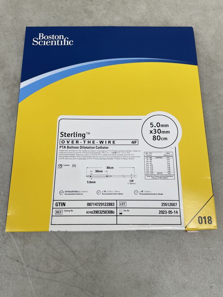 3903250308 - BOSTON SCIENTIFIC - Sterling OTW PTA Balloon Dilatation Catheter - 5.0mm x 30mm x 80cm, (BX/1) - ( Expiry Date: 2023-05-14 )