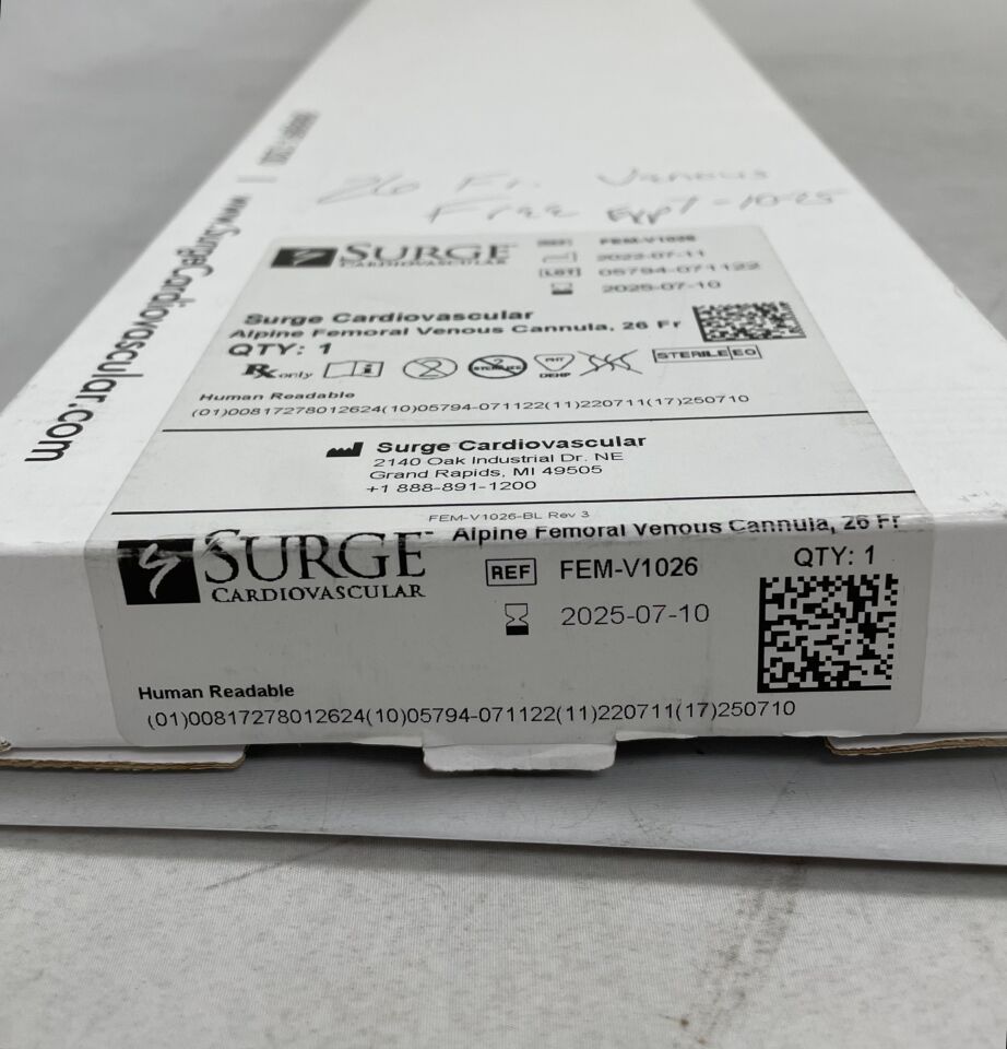 FEM-V1026 - SURGE CARDIOVASCULAR - Alpine Femoral Venous Cannula - 26Fr, (BX/1) - ( Expiry Date: 2025-07-10 )