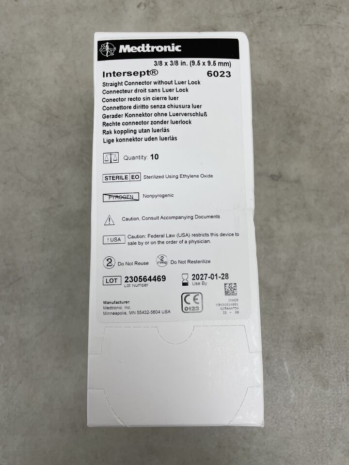 6023  -  MEDTRONIC  -  Intersept Straight Connector w/o Luer Lock, 9.5mm x 9.5mm , ( BX/10 )  -  ( Expiry Date : 2027-01-28 )