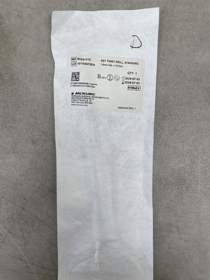 8054-010  -  MICRO-AIRE  -  Standard Jacobs Twist Drill, 1.6 mm x 127 mm , ( EA )  -  ( Expiry Date : 2028-07-03 )
