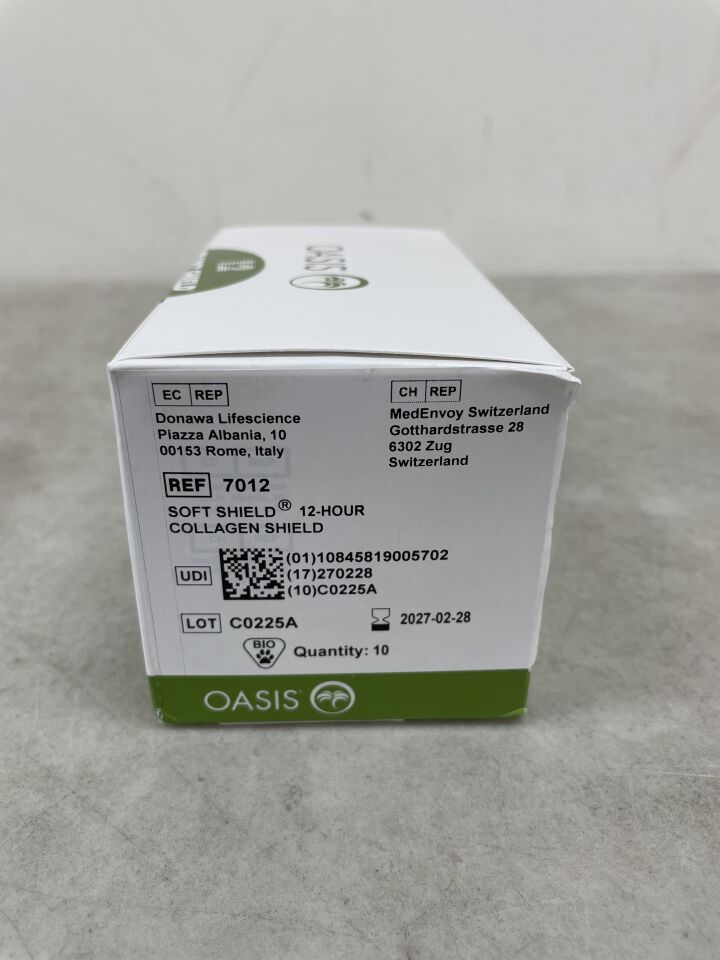 7012 - OASIS MEDICAL - Protector corneal de colágeno Soft Shield de 12 horas (caja de 10) - (Fecha de caducidad: 28/02/2027)