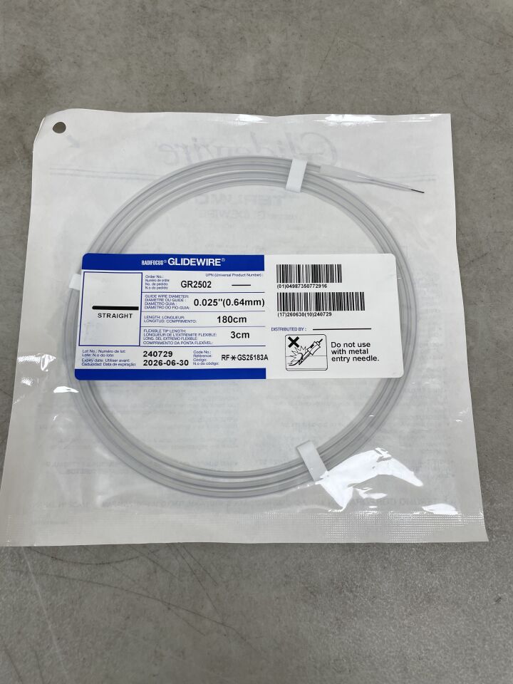 GR2502 - TERUMO - Radifocus Glidewire - 直型 - .025" x 180cm x 3cm，（EA）-（效期至：2026-06-30）