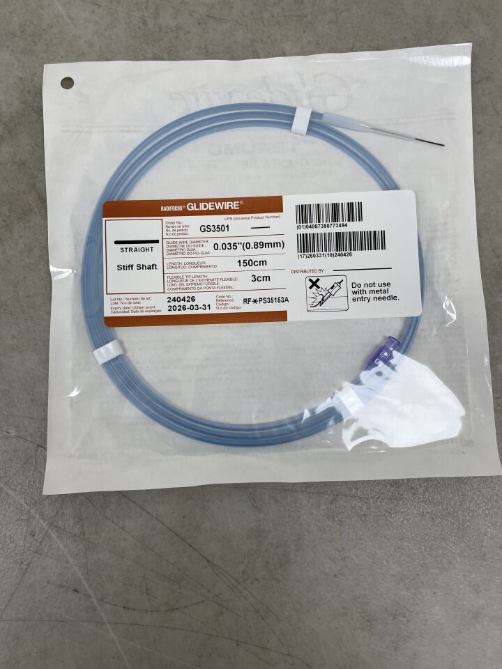 GS3501 - TERUMO - 滑絲：0.035" x 150cm，直型，硬質，（EA）-（有效期限至：2026-03-31）