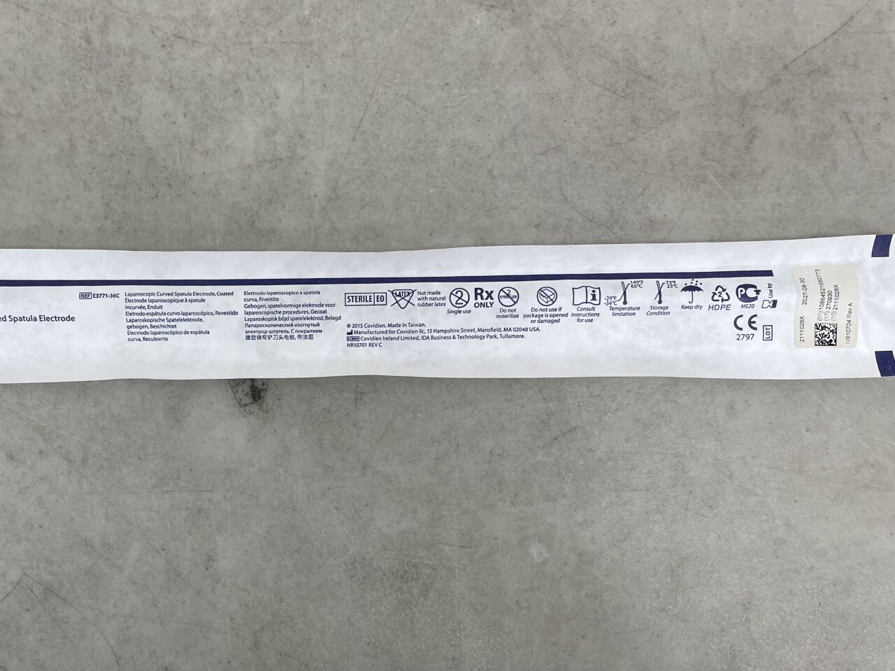 E3771-36C - COVIDIEN - CleanCoat 腹腔鏡彎曲鏟形電極：塗層，36厘米，（EA）-（有效期至：2027-09-30）