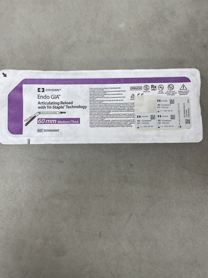 EGIA60AMT - COVIDIEN - Endo GIA 標準尖端中/厚組織可彎曲縫合器替換裝，紫色，60 毫米尺寸，（EA）-（有效期至：2027-04-30）