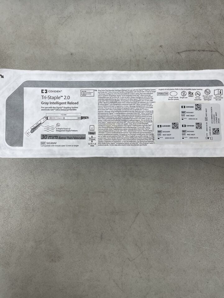SIG30AV - COVIDIEN - Tri-Staple 2.0 灰色智慧裝訂釘，採用 Tri-Staple 技術的訂書釘裝訂器，30 毫米，（EA）-（有效期至：2030-04-30）