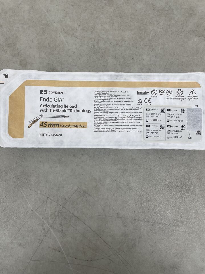 EGIA45AVM - COVIDIEN - Endo GIA 可旋轉式裝釘，45mm 血管/中型，採用三釘技術，（EA）-（有效期至：2026-05-31）