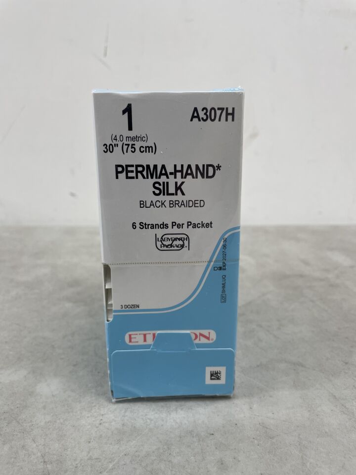 A307H - ETHICON - Perma-Hand 不可吸收編織絲線，1 號，30 英吋長，（盒/36）-（有效期至：2027-06-30）