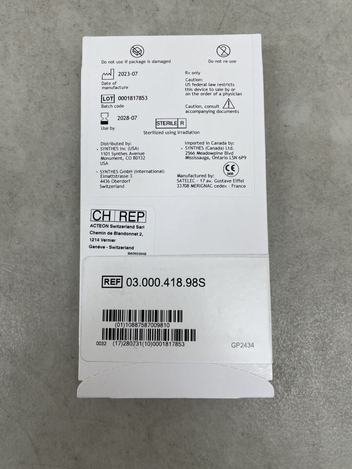 03.000.418.98S - SYNTHES - Saw Left, 39.5x 4 x 0.8 mm, (EA) - ( Expiry Date: 2028-07-31 )
