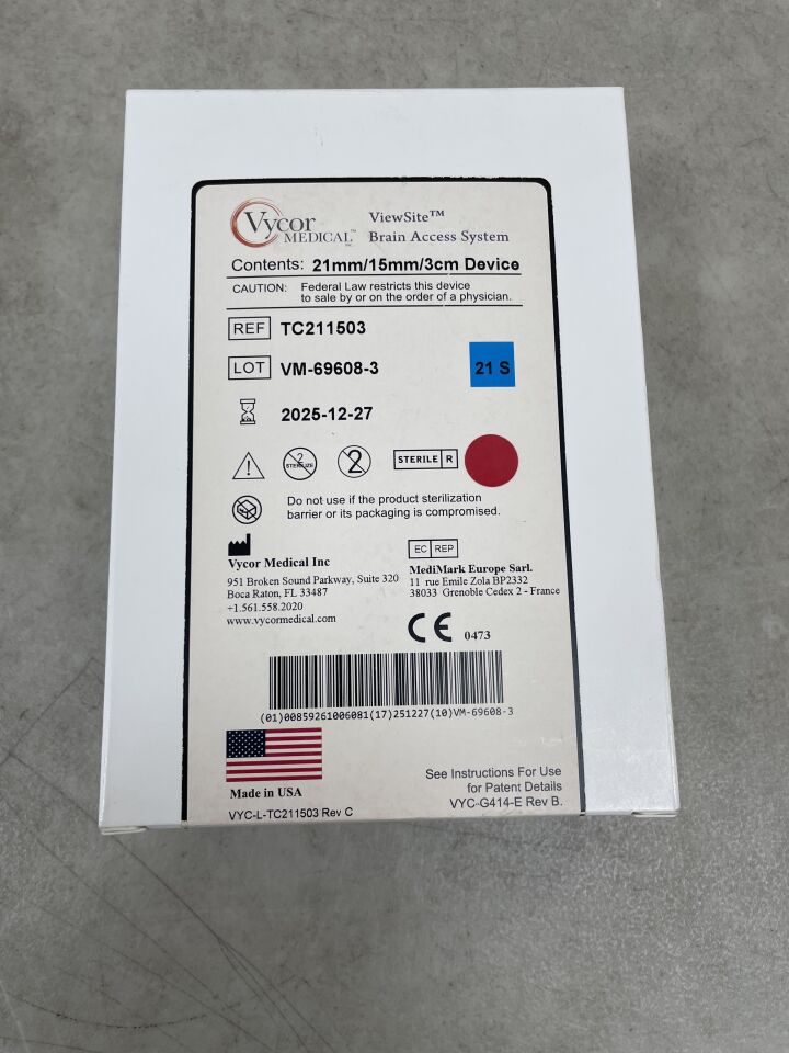 TC211503 - VYCOR MEDICAL - Sistema de acceso cerebral Viewsite, 21 mm/15 mm/3 cm, (Caja/1) - (Fecha de caducidad: 27/12/2025)