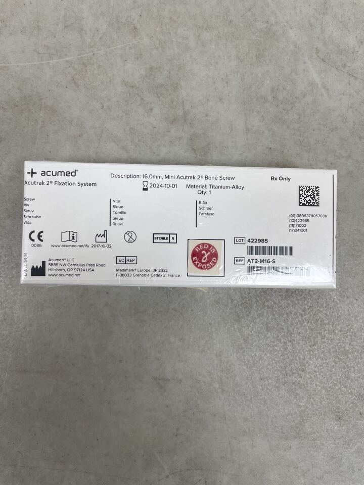 AT2-M16-S - ACUMED - Acutrak 2 Mini Headless Compression Bone Screw, 16mm, (BX/1) - ( Expiry Date: 2024-10-01 )
