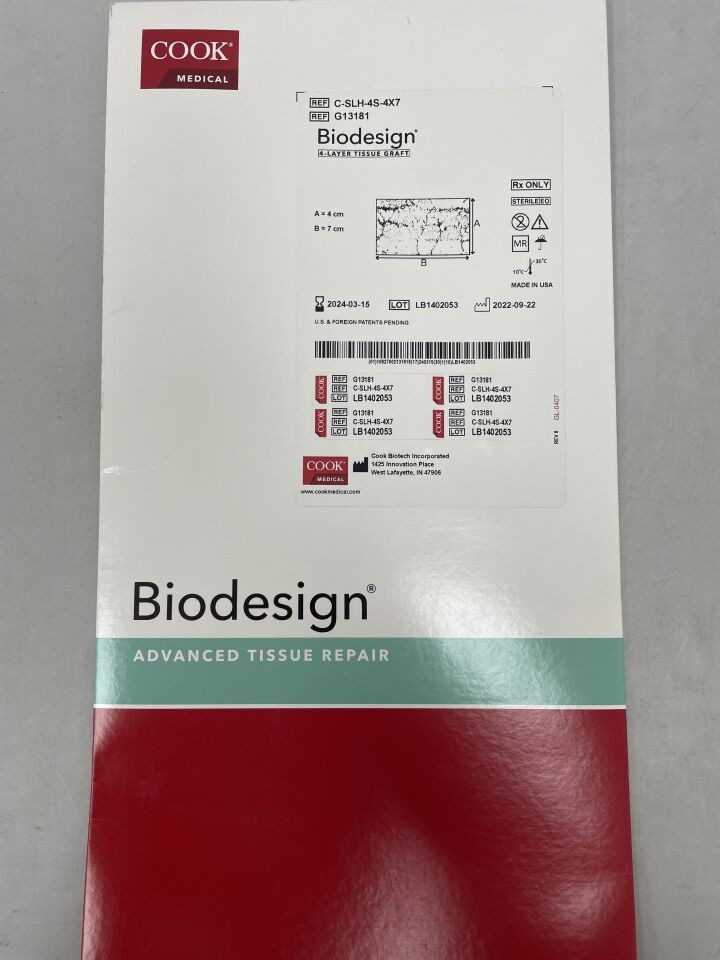 G13181 - COOK - Biodesign 4-Layer Tissue Graft: 4cm x 7cm, (BX/1) - ( Expiry Date: 2024-06-11 )