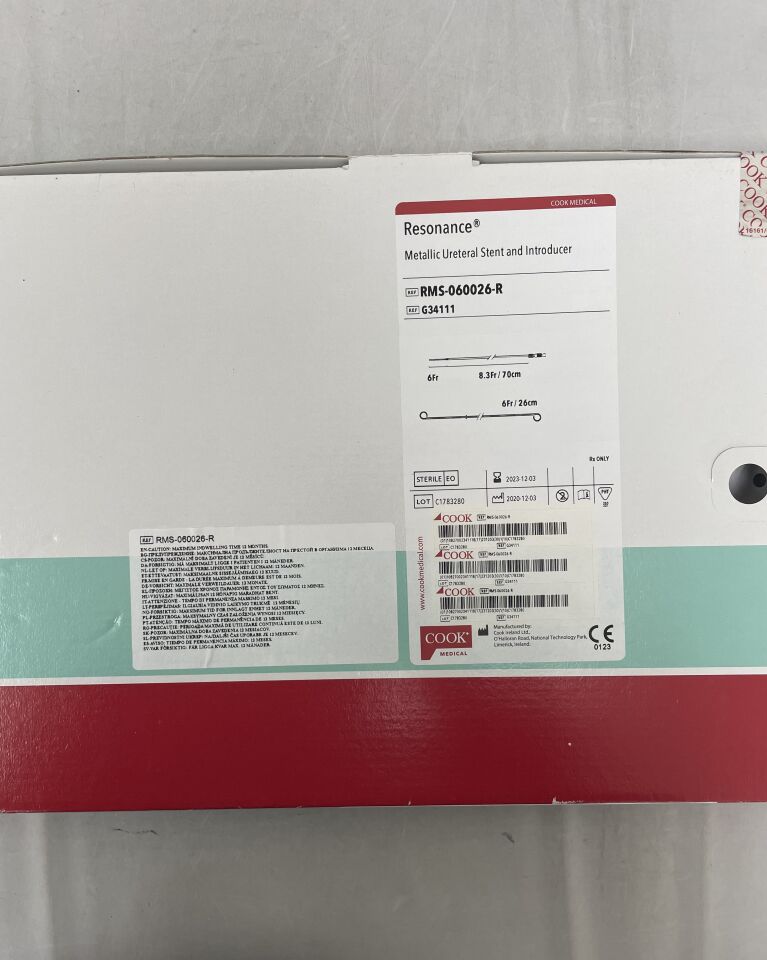 G34111 - COOK - Resonance Metallic Ureteral Stent and Introducer 6F x 26cm, (BX/1) - ( Expiry Date: 2024-11-03 )