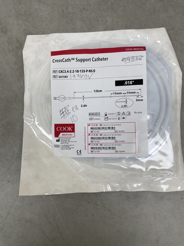 G51583 - COOK - CrossCath Support Catheter - 2.2Fr x 150cm x .035", (EA) - ( Expiry Date: 2024-09-27 )