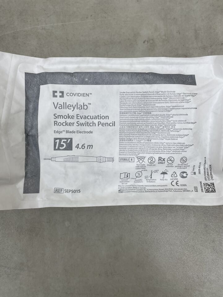 Sep-15 - COVIDIEN - Valleylab Smoke Evacuation Rocker Switch Pencil with Edge Blade Electrode, 15' Cable, (EA) - ( Expiry Date: 2025-03-31 )