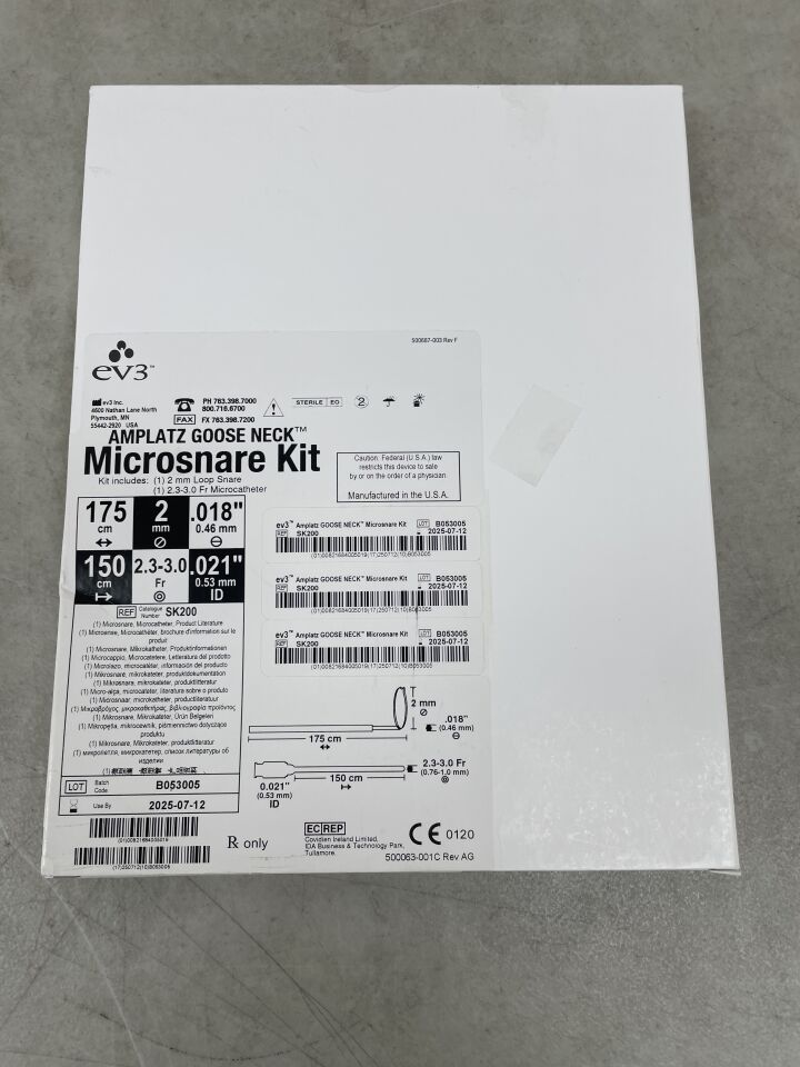SK200 - EV3 - amplatz goose neck microsnare kit: 175cm x 2mm, 150cm, (BX/1) - ( Expiry Date: 2025-07-12 )