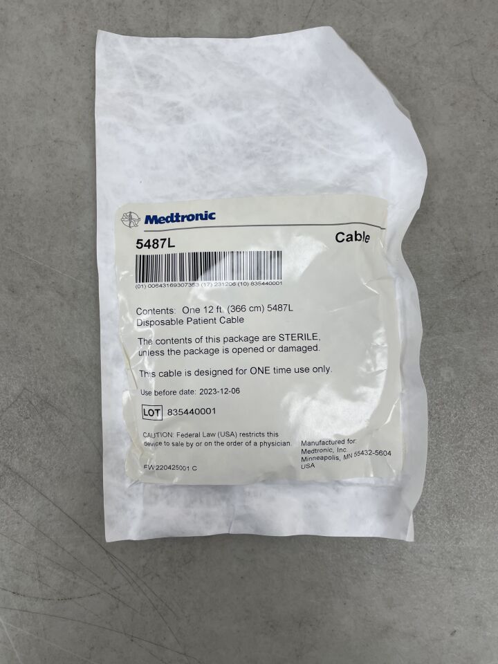 5487L - MEDTRONIC - surgical cable, long, 12 ft. length, a or v channel, disposable, (EA) - ( Expiry Date: 2023-12-06 )