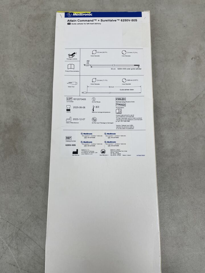 6250V-50S - MEDTRONIC - Attain Command + SureValve Guide Catheter for Left-Heart Delivery, Straight, 50cm, (BX/1) - ( Expiry Date: 2025-06-06 )