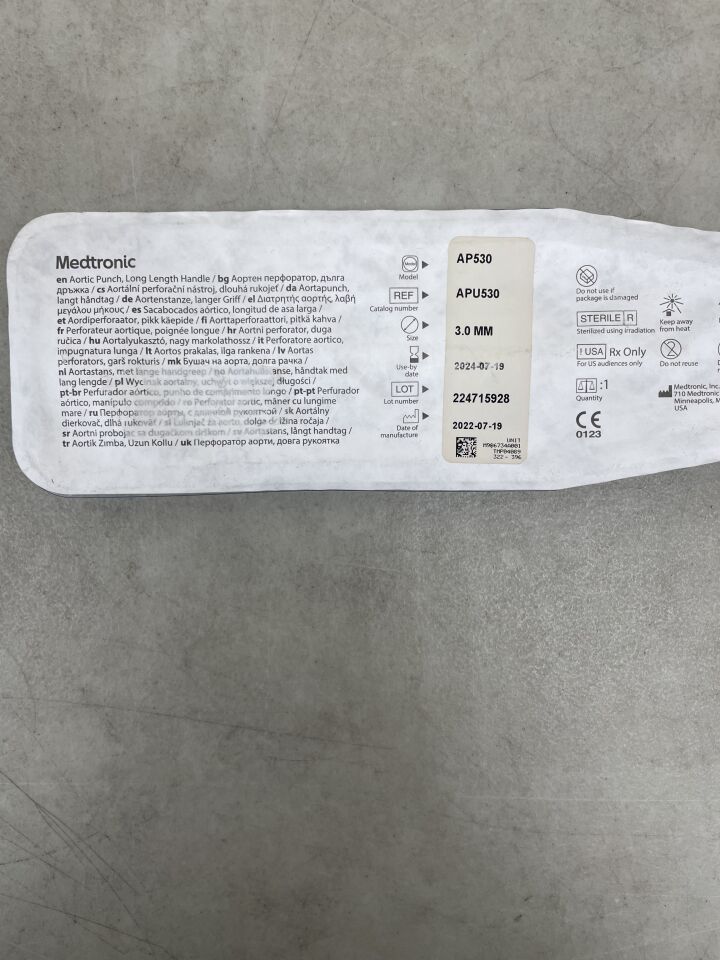APU530 - MEDTRONIC - Aortic Punch, Long Handle 3.0mm, (EA) - ( Expiry Date: 2025-07-06 )
