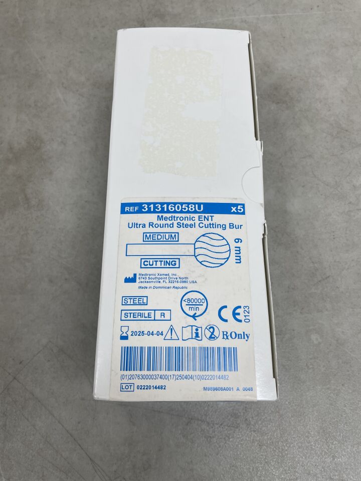 31316058U - MEDTRONIC - ENT Ultra Round Steel Cutting Bur 6mm, (BX/5) - ( Expiry Date: 2025-04-04 )