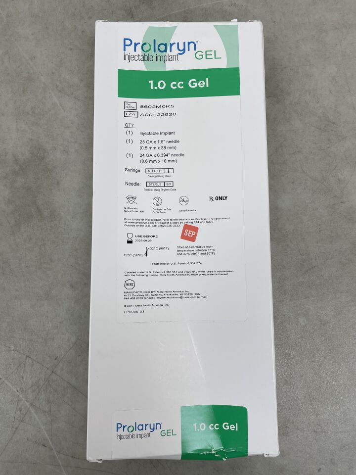 8602M0K5 - MERZ - Prolaryn Injectable Implant 1.0cc Gel, (BX/1) - ( Expiry Date: 2025-09-29 )