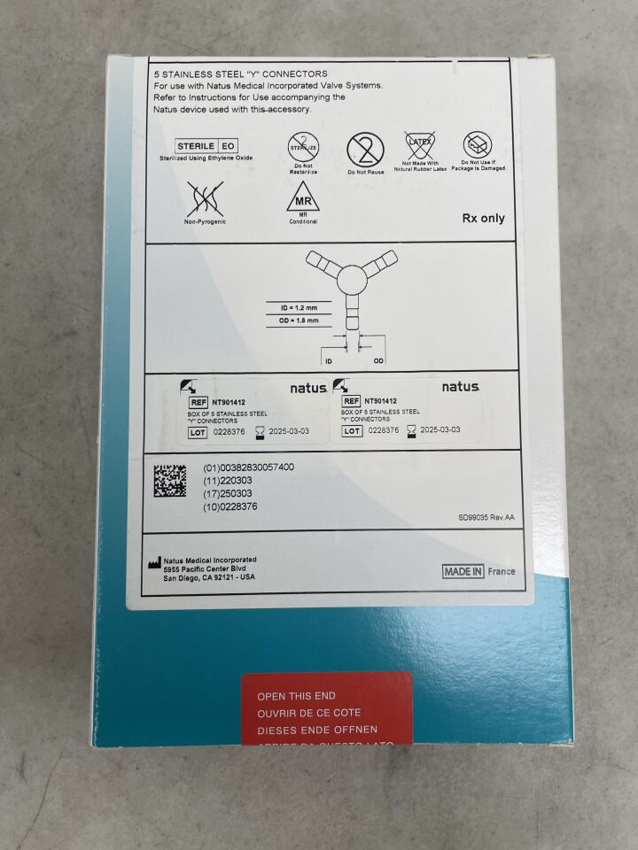 NT901412 - NATUS - Stainless Steel Y Connector, (BX/5) - ( Expiry Date: 2025-03-03 )