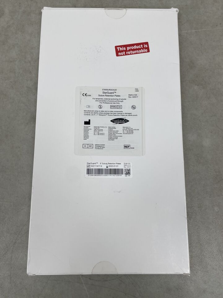 SG-9 - PRESERVATION SOLUTIONS - StarGuard Suture Retention Plates - 9", (BX/1) - ( Expiry Date: 2023-01-01 )