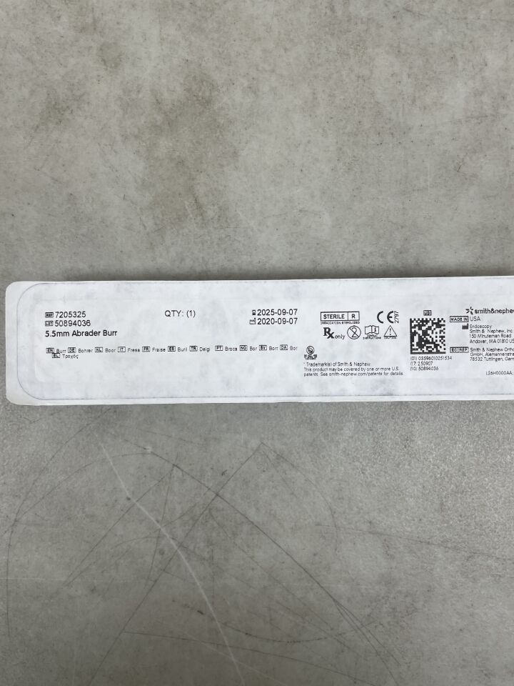 7205325 - SMITH & NEPHEW - Dyonics 5.5mm Abrader Burr, (EA) - ( Expiry Date: 2025-09-07 )
