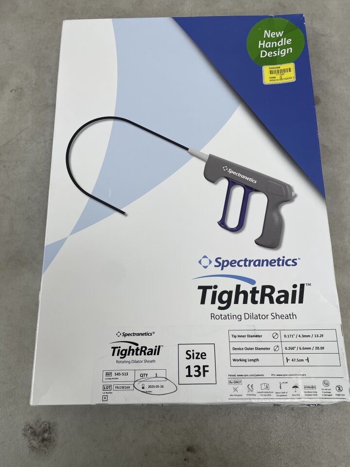 545-513 - SPECTRANETICS - TightRail Rotating Dilator Sheath, 13 Fr Size, 47.5 cm Working Length, 4.3 ID x 6.6 mm OD, 8.1 mm Sheath OD, () - ( Expiry Date: 2025-05-16 )