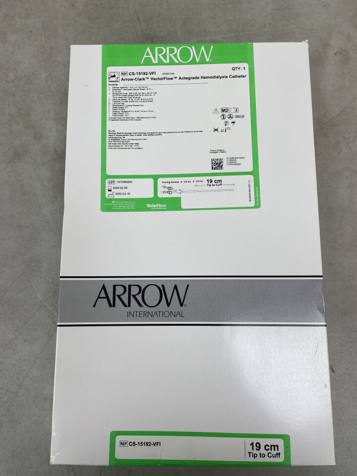 CS-15192-VFI - TELEFLEX - ARROW VectorFlow Antegrade Hemodialysis Catheterization Set, 19cm, (BX/1) - ( Expiry Date: 2025-02-28 )