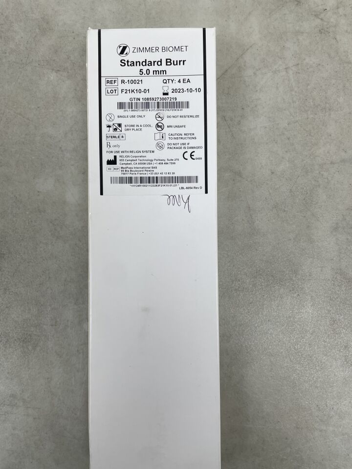 R-10021 - ZIMMMER - Standard Burr, 5.0mm, (BX/4) - ( Expiry Date: 2023-10-10 )
