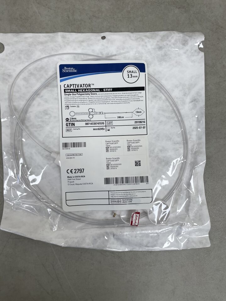 6245 - BOSTON SCIENTIFIC - Captivator Single-Use Polypectomy Snare - Small Hexagonal/Stiff - Small - 13mm x 240cm
, () - ( Expiry Date: 2025-07-07 )