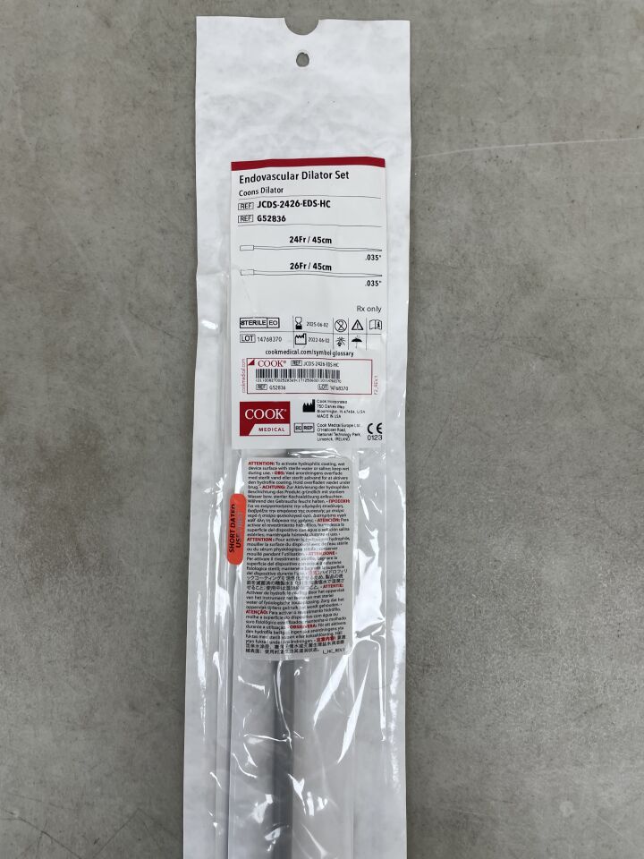 G52836 - COOK - Endovascular Dilator Set, Coons Taper 24,26F x 45cm, (EA) - ( Expiry Date: 2025-06-02 )